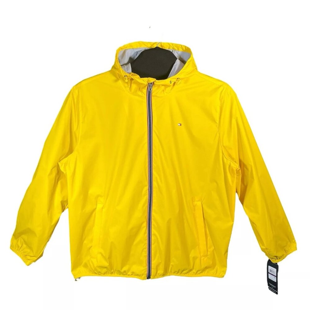 Tommy Hilfiger Men's Rain Jacket Size XXL Yellow Water-Wind Resistant Breathable